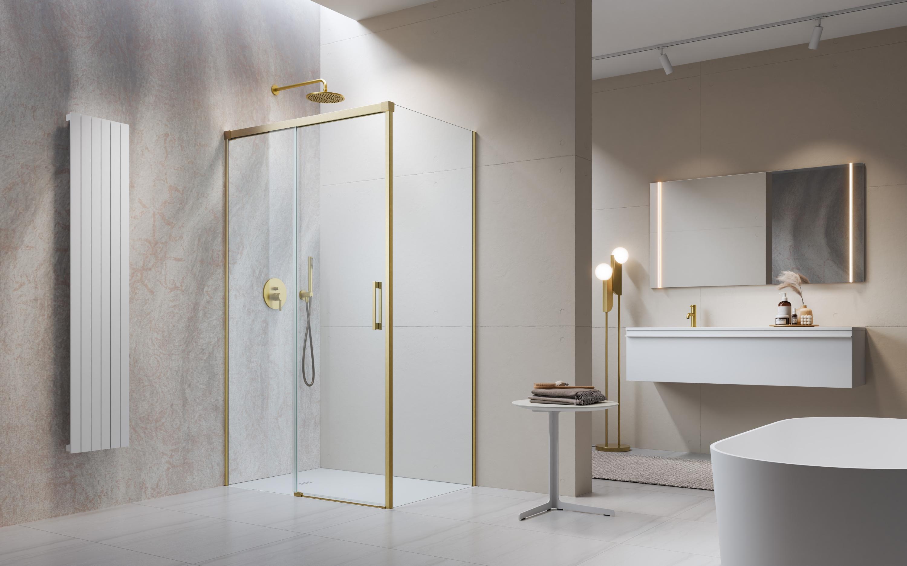 Idea 8 Brushed Gold KDJ szögletes szálcsiszolt arany zuhanykabin
