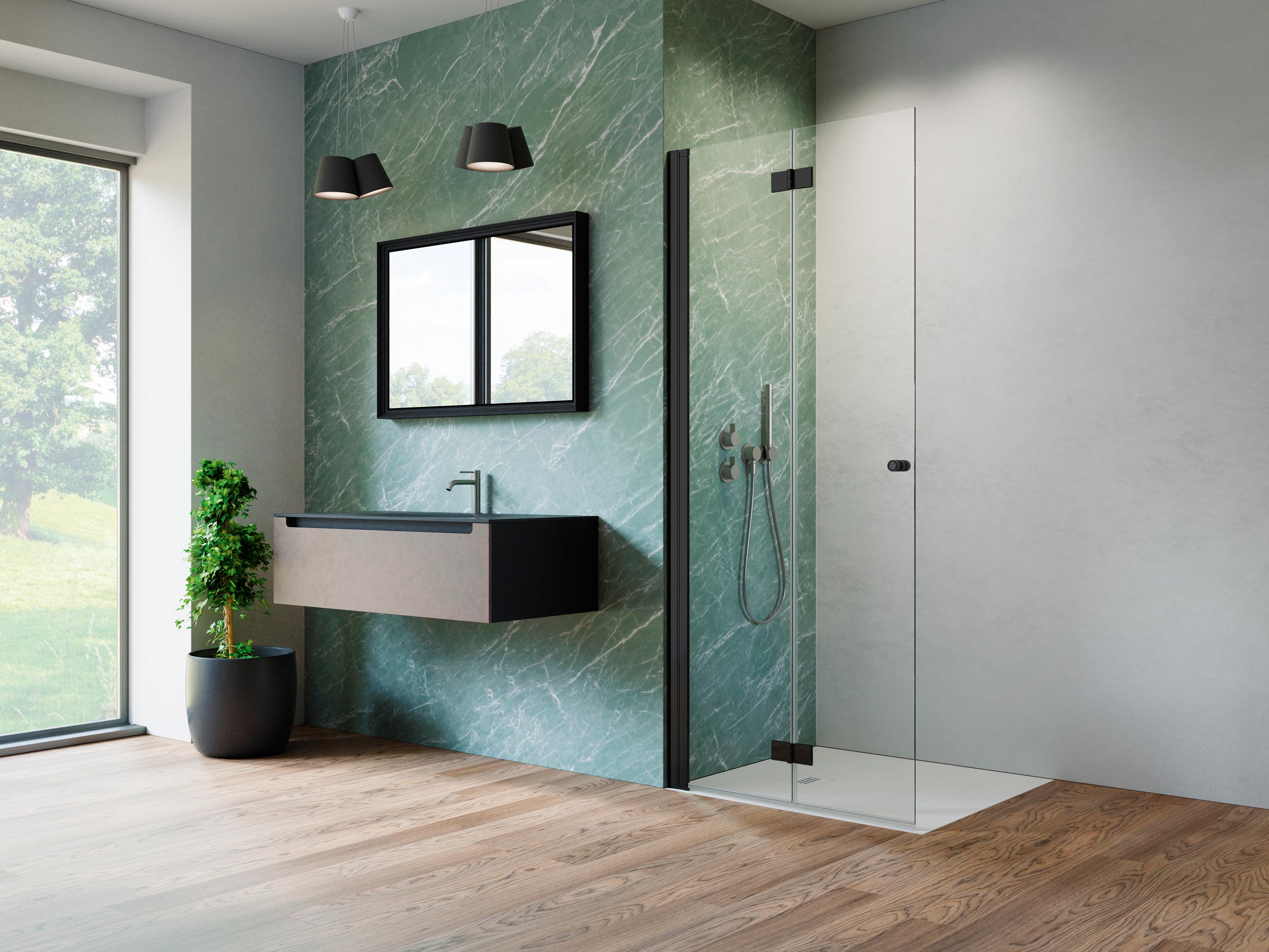 Nes 8 Black Walk-in KDD-B fekete zuhanyfal