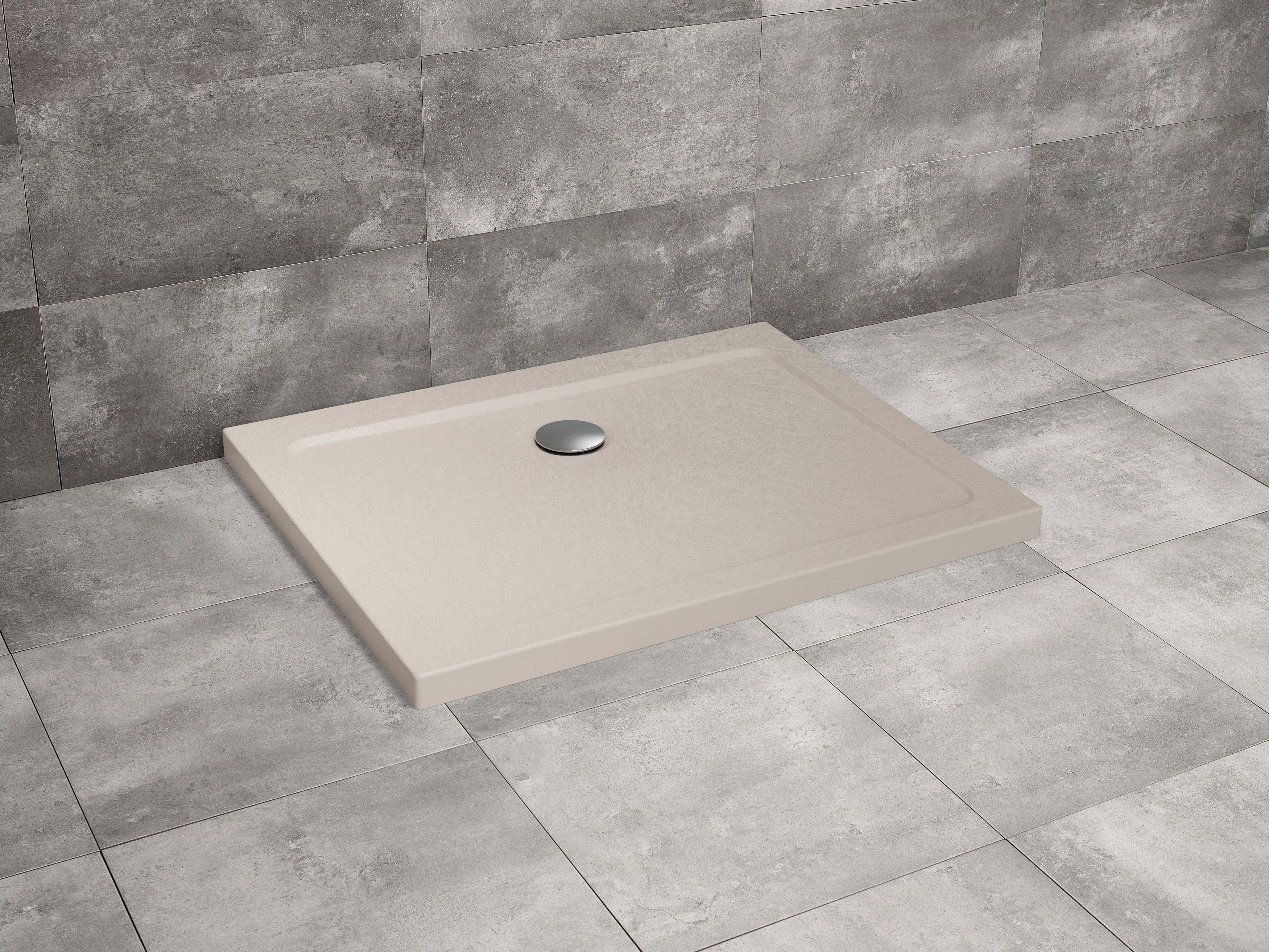 Doros Stone D szögletes lapos beige zuhanytálca
