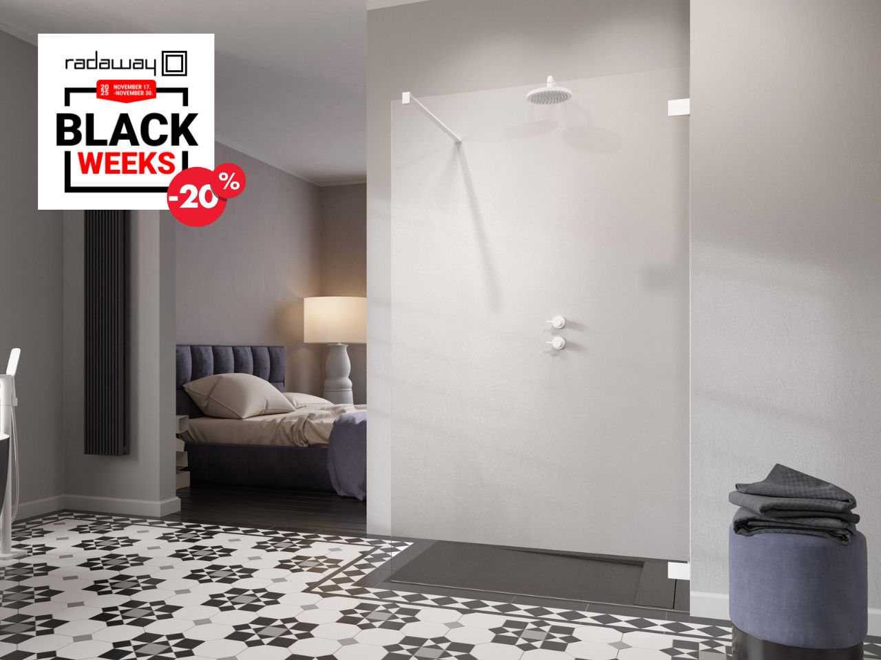 Essenza Pro White Walk-in fehér zuhanyfal