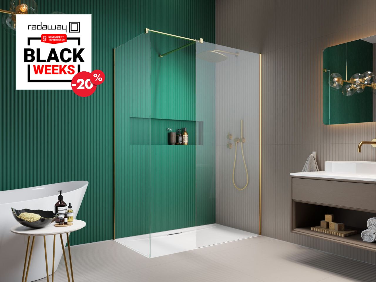 Modo New Gold III Walk-in arany zuhanyfal