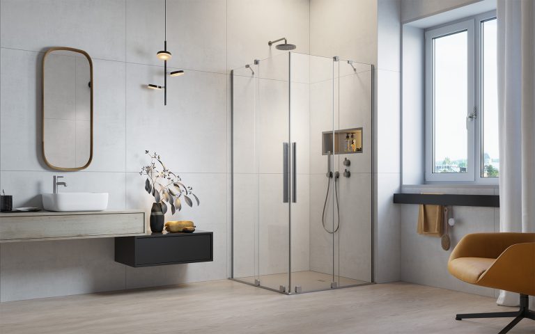 Essenza Pro Brushed GunMetal PDD íves szálcsiszolt fegyvermetál zuhanykabin