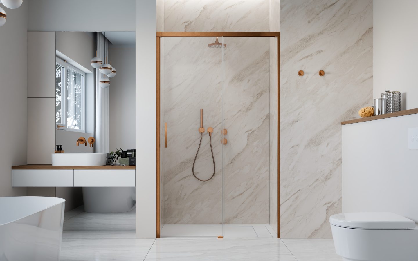 Idea Brushed Copper DWJ szálcsiszolt réz zuhanyajtó