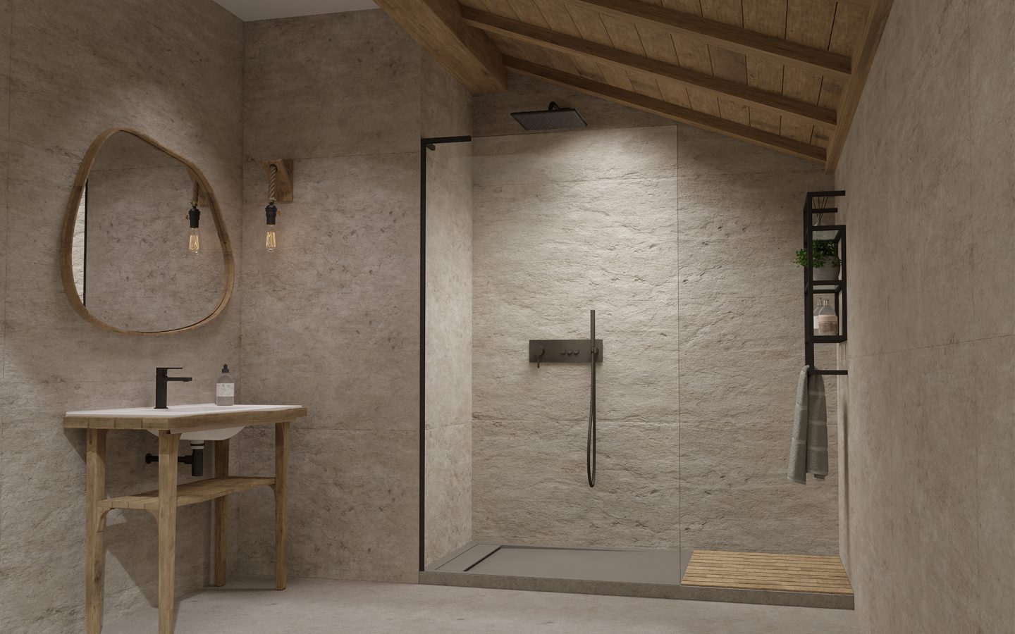 Modo SL II Black Walk-in fekete zuhanyfal