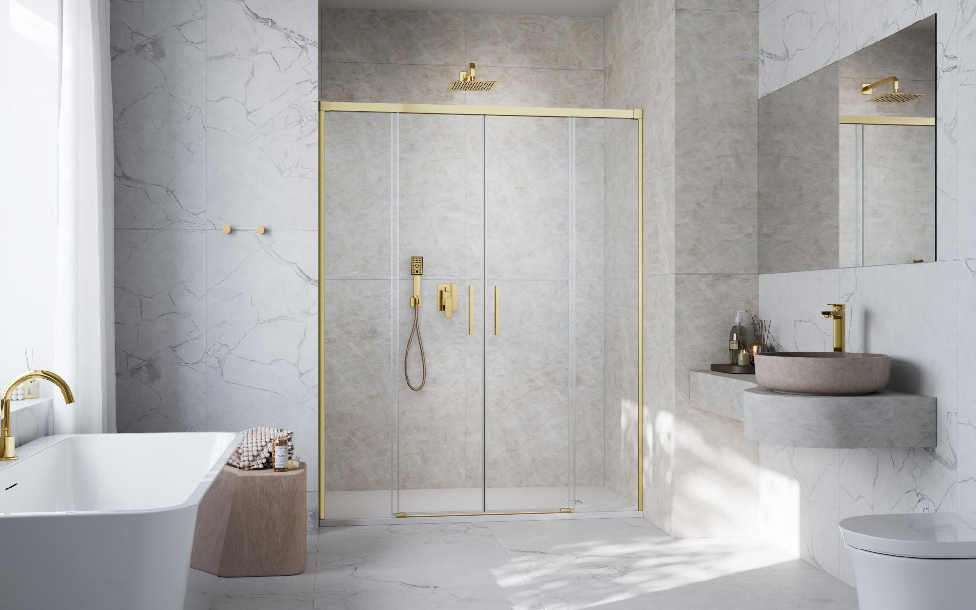 Idea Brushed Gold DWD szálcsiszolt arany zuhanyajtó