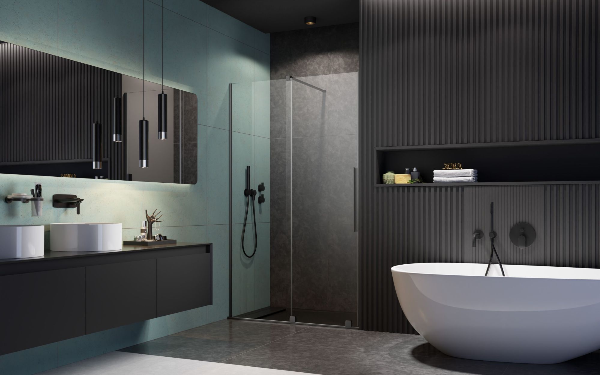 Furo Brushed GunMetal DWJ szálcsiszolt fegyvermetál zuhanyajtó