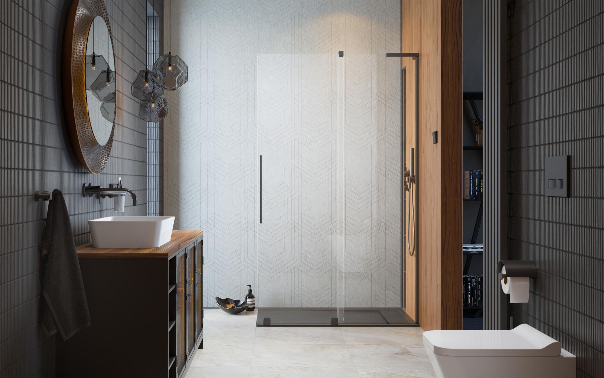 Furo SL Brushed GunMetal Walk-in szálcsiszolt fegyvermetál zuhanyfal