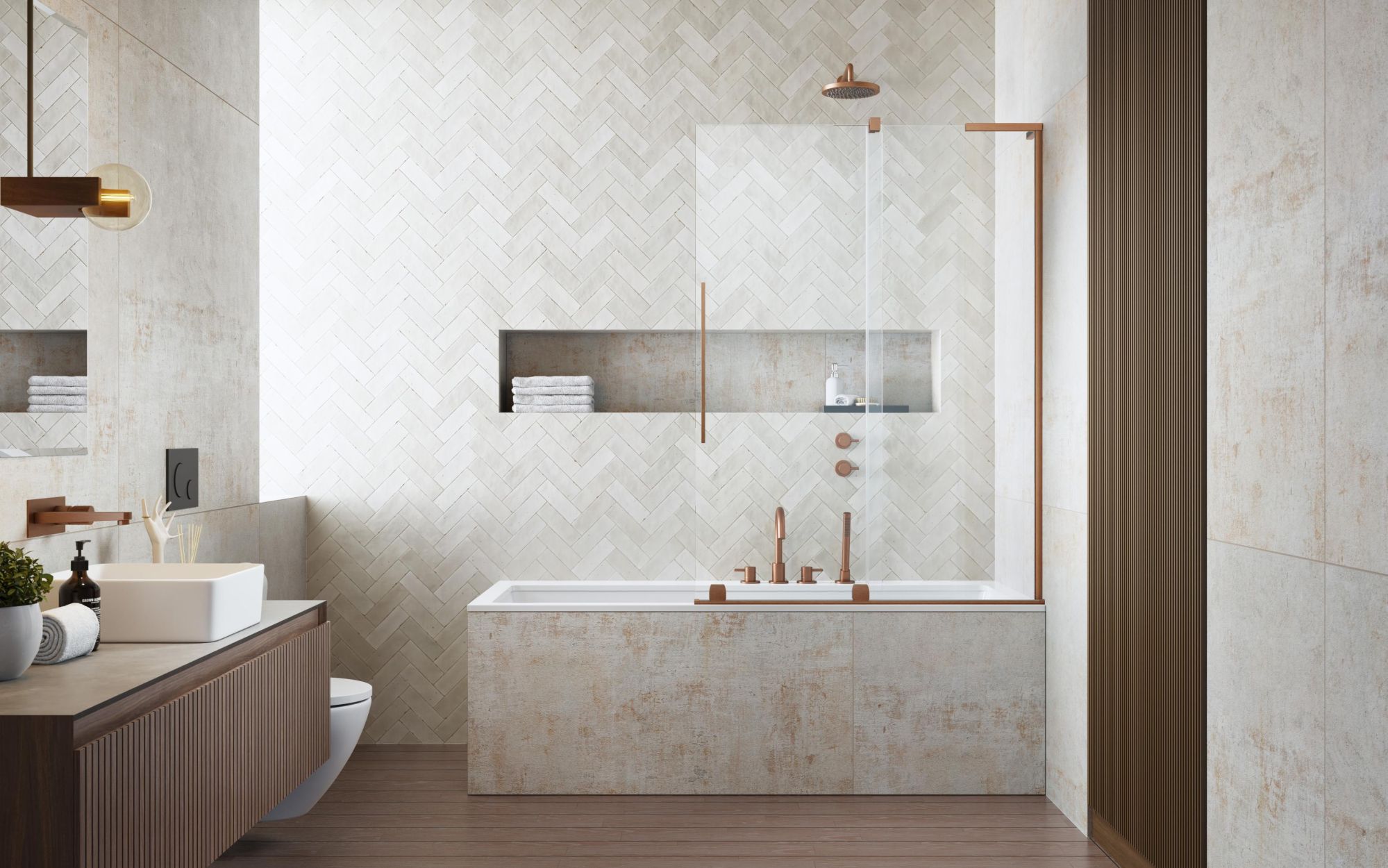Furo SL Brushed Copper PND II szálcsiszolt réz kádparaván