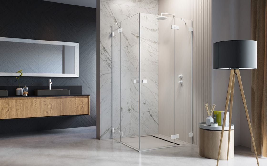 Essenza Pro white KDD szögletes zuhanykabin.