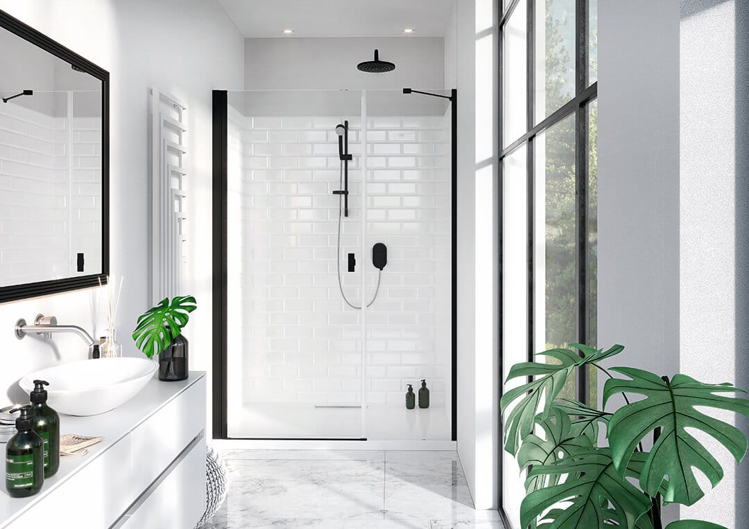 Fekete-fehér fürdőszoba enteriőr