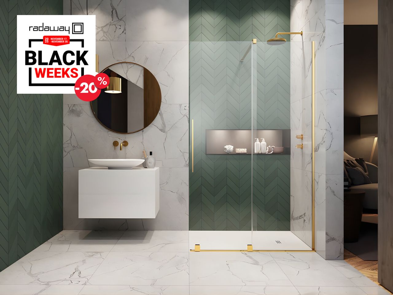 Furo Gold Walk-in arany zuhanyfal