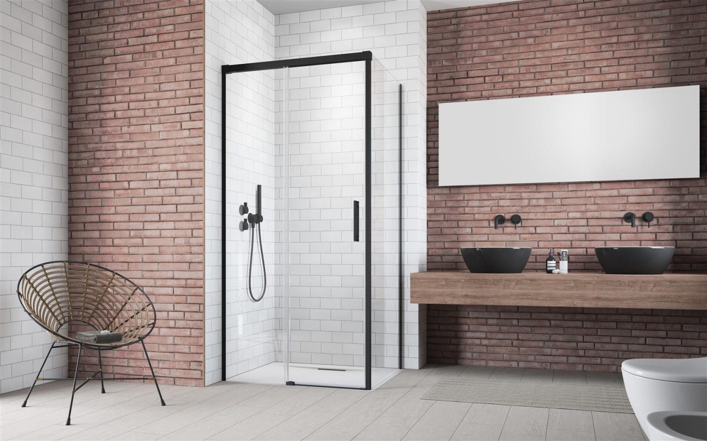 Idea Black KDJ szögletes fekete zuhanykabin