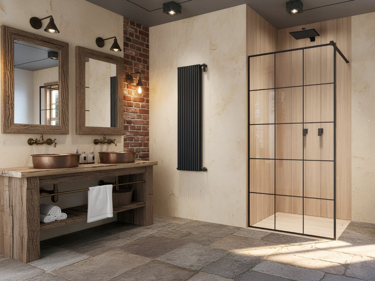 Modo New Black II Factory Walk-in fekete zuhanyfal