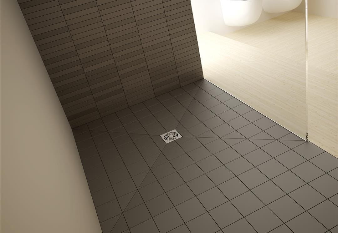Téglalap alakú burkolható zuhanytálca padlóösszefolyóval