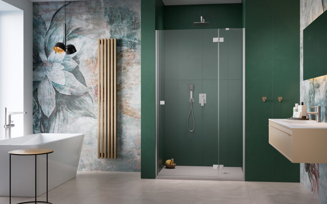 Radaway-Essenza-Brushed-Nickel-zuhanykabin-zold-furdoszobadizajn