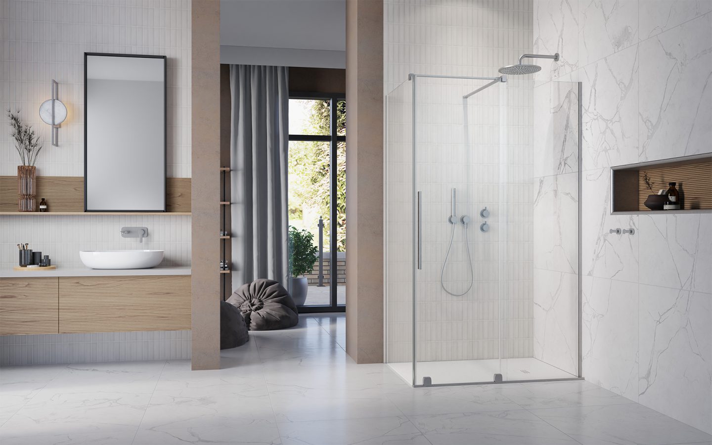 Furo Brushed Nickel KDJ szögletes szálcsiszolt króm zuhanykabin