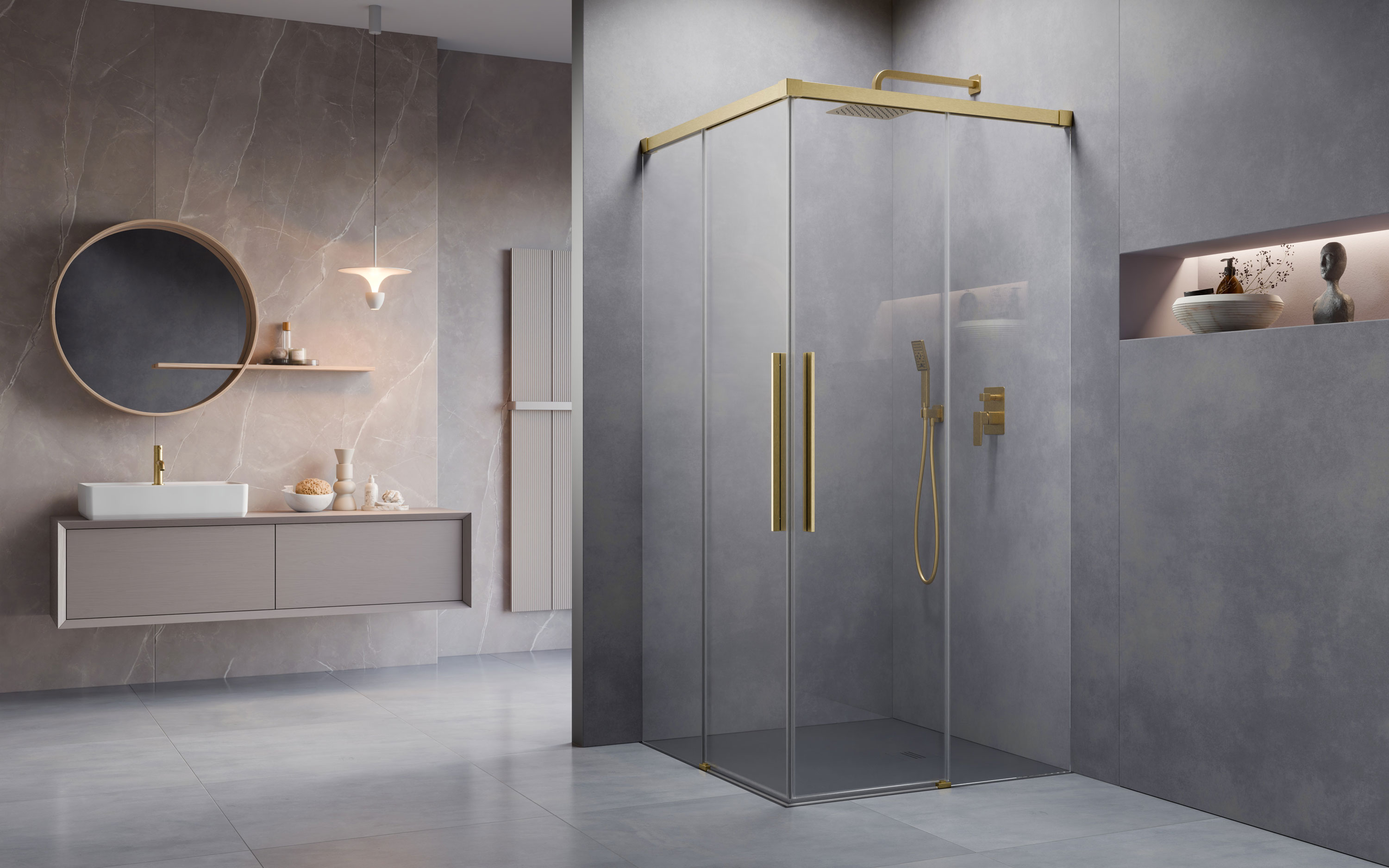 Idea 8 QL Brushed Gold KDD zuhanykabin