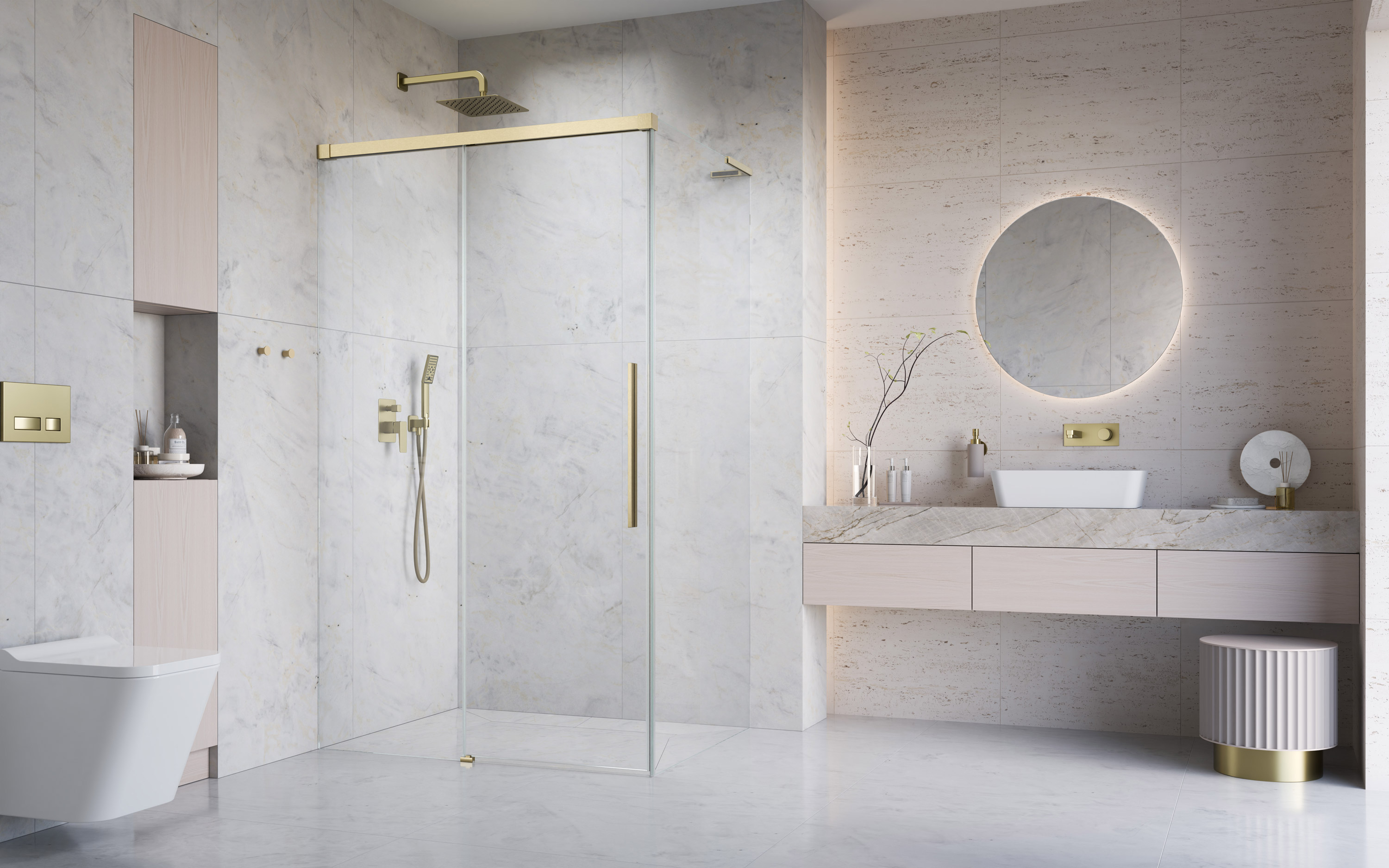Idea 8 QL Brushed Gold KDJ zuhanykabin