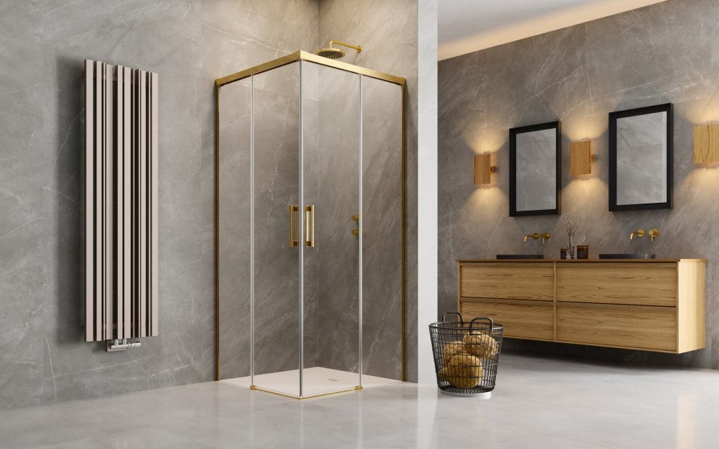 Idea Gold KDD szögletes arany zuhanykabin