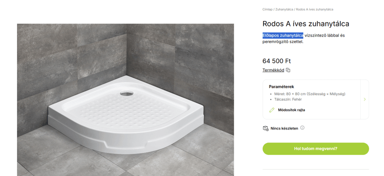 Radaway Rodos A zuhanytálca