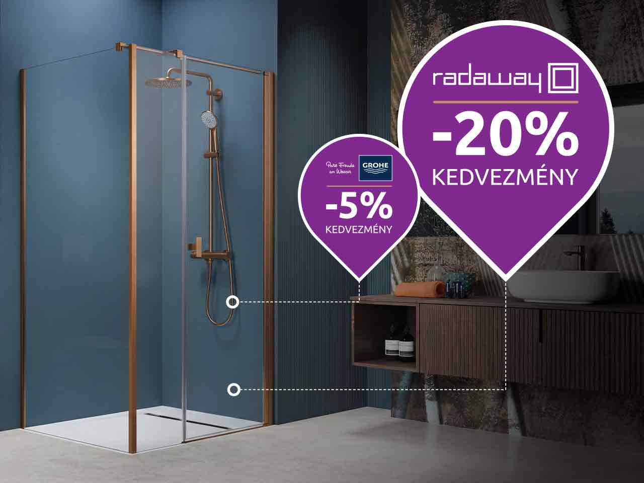 Grohe és Radaway színes zuhanykedvezmény