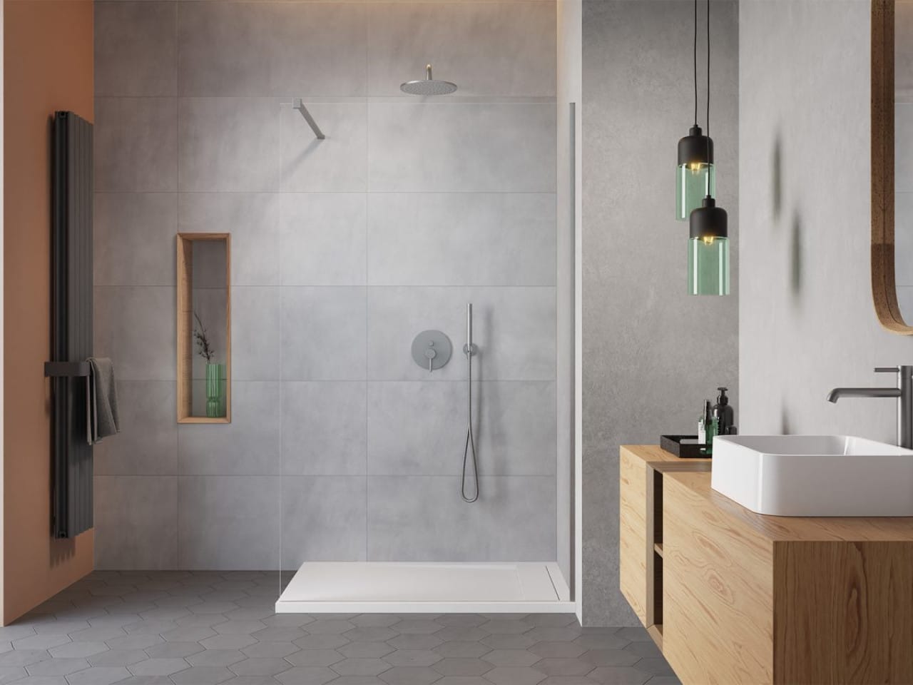 Modo New Brushed Nickel II Walk-in zuhanyfal