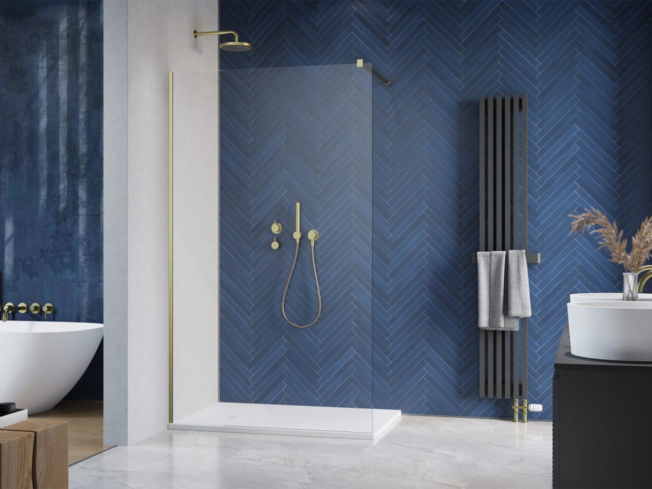 Modo New Brushed Gold II Walk-in zuhanyfal