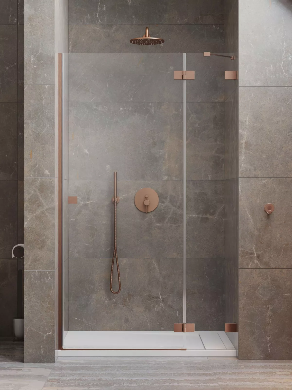 Essenza Pro Brushed Copper DWJ (a képen jobbos zuhanyajtó látható)