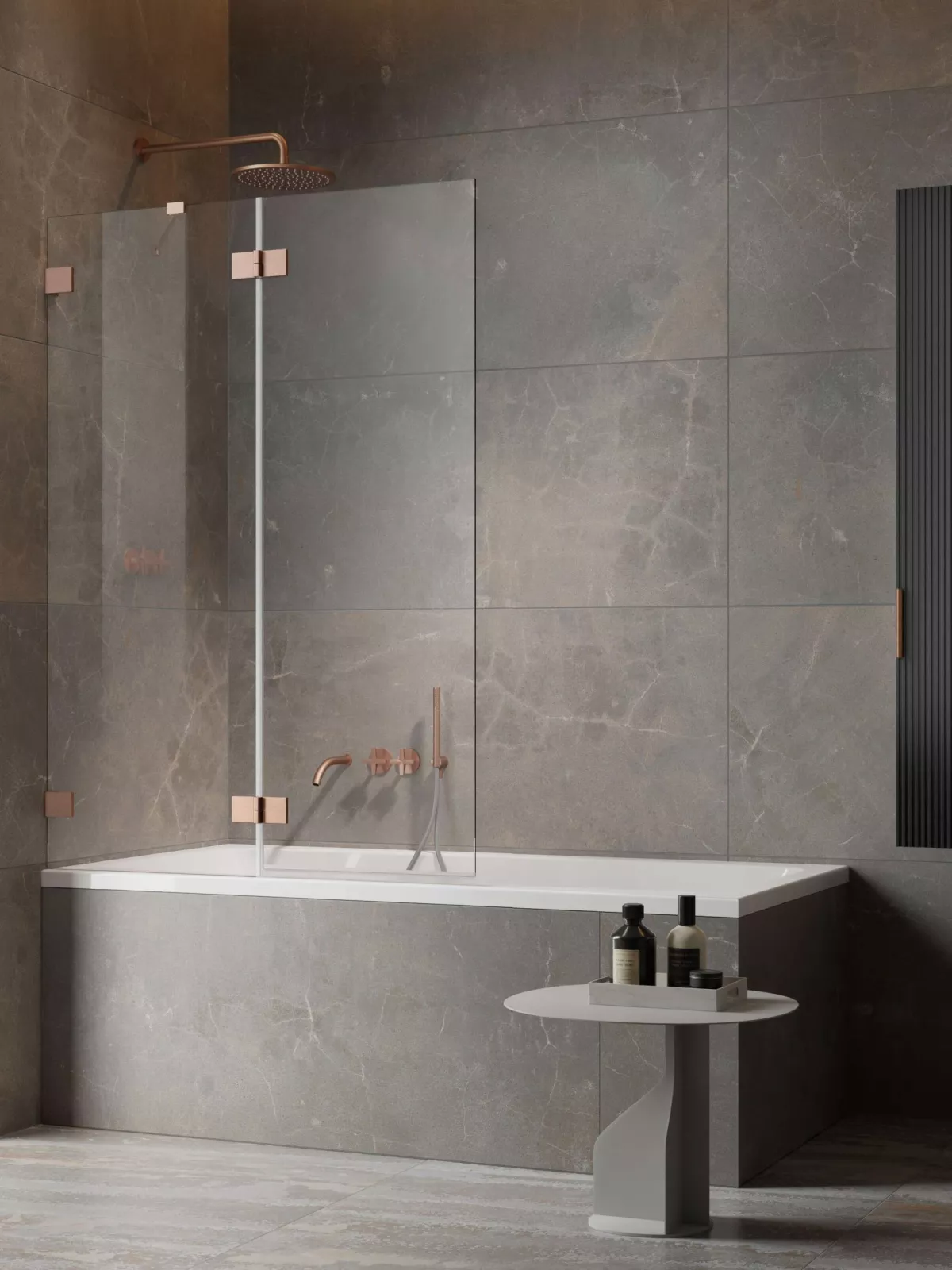 Essenza Pro Brushed Copper PND II (a képen balos kádparaván látható)