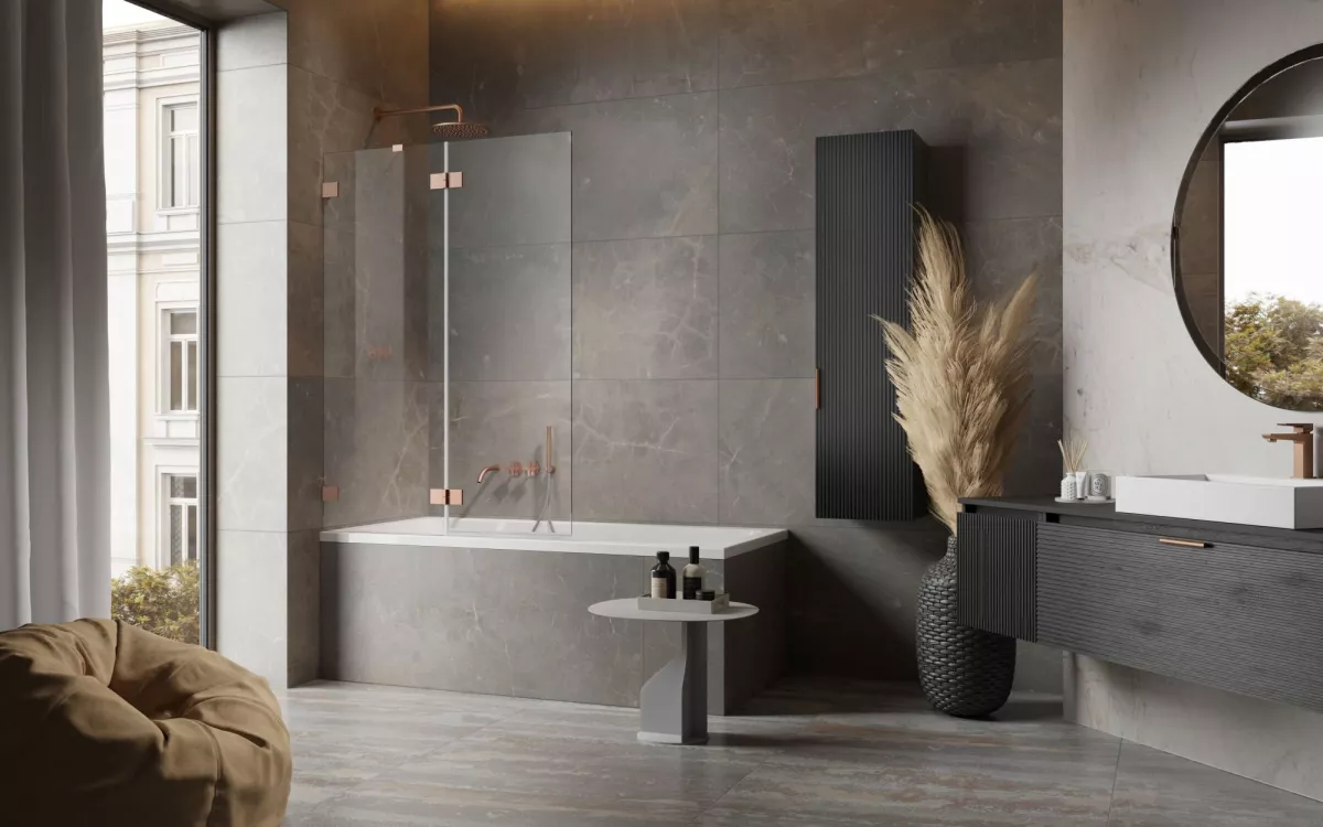 Essenza Pro Brushed Copper PND II enteriőr (a képen balos kádparaván látható)