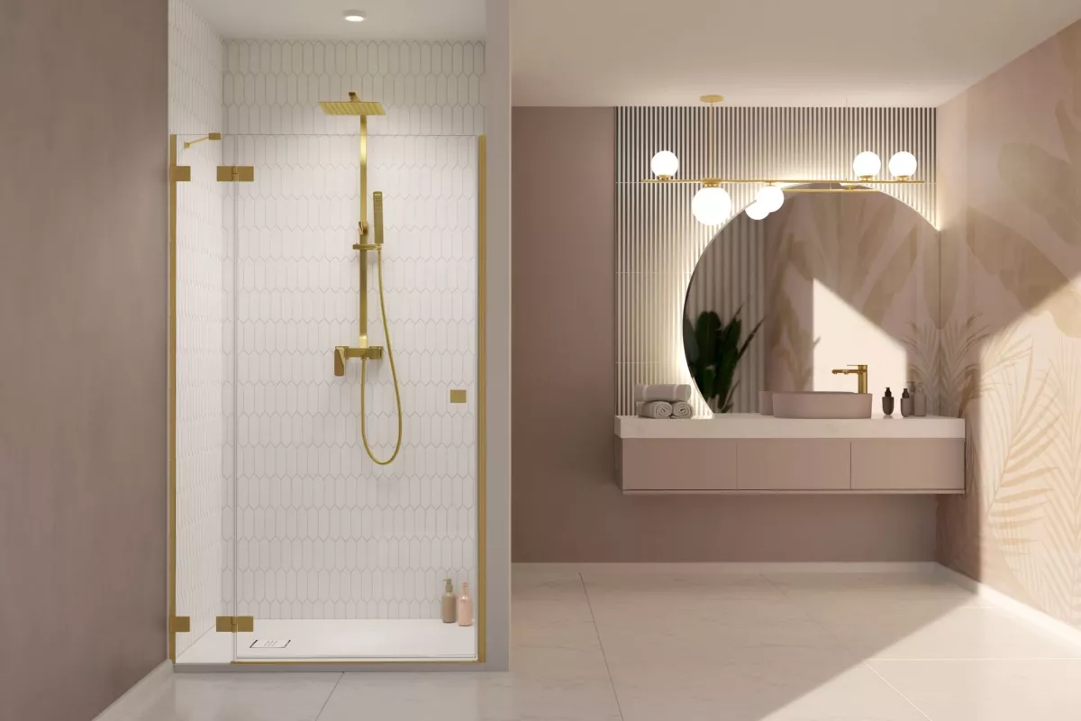Essenza Pro Brushed Gold DWJ enteriőr (a képen balos zuhanyajtó látható)