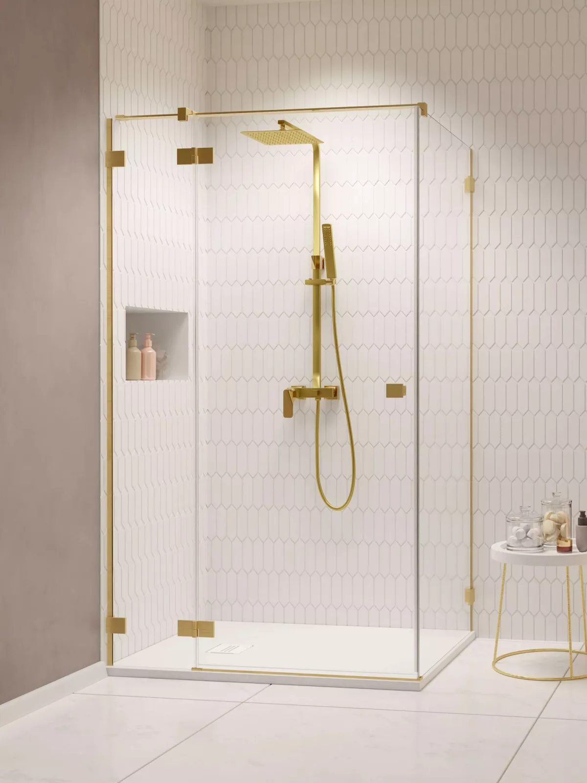 Essenza Pro Brushed Gold KDJ (a képen balos zuhanykabin látható)