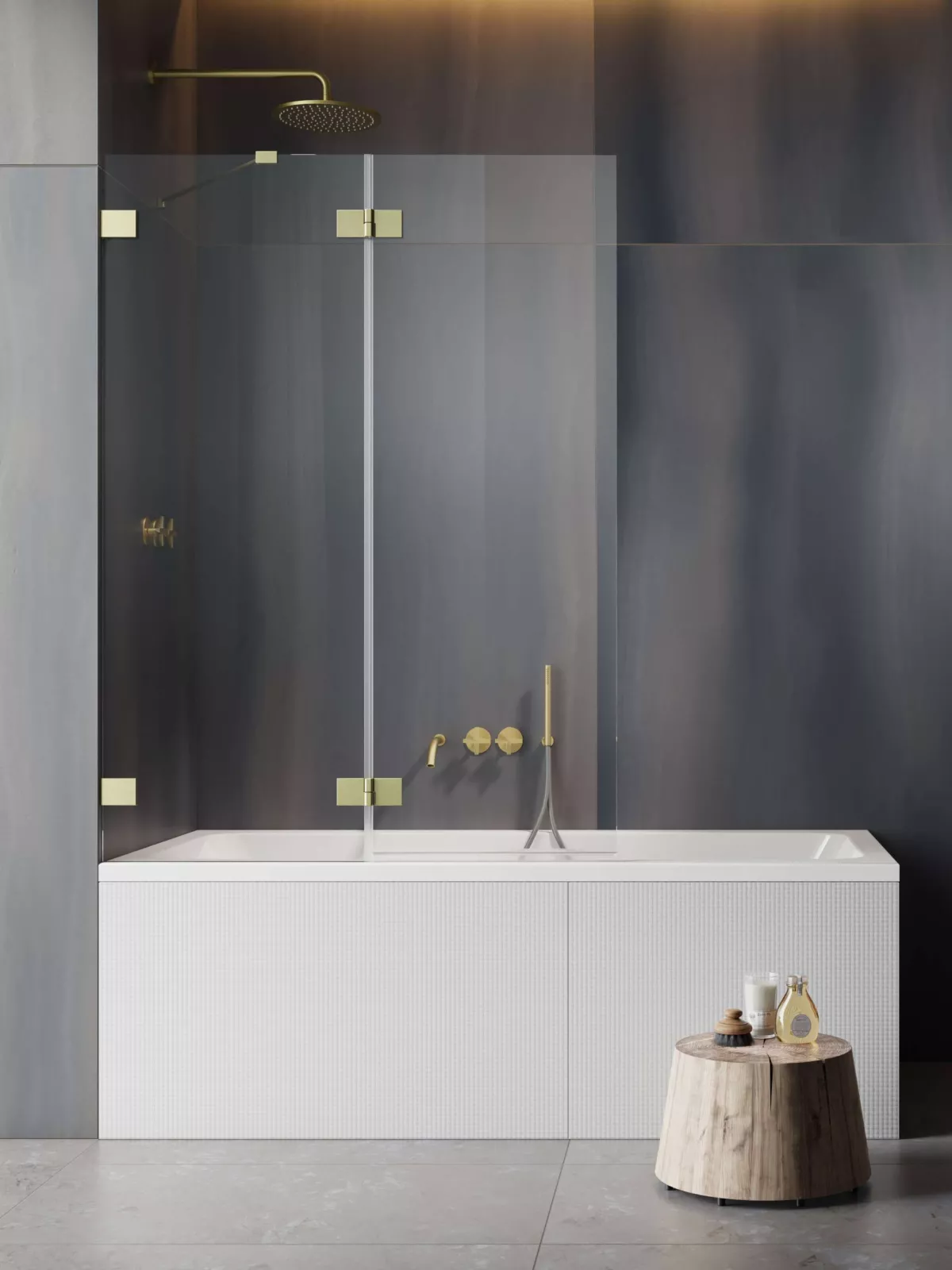 Essenza Pro Brushed Gold PND II (a képen balos kádparaván látható)