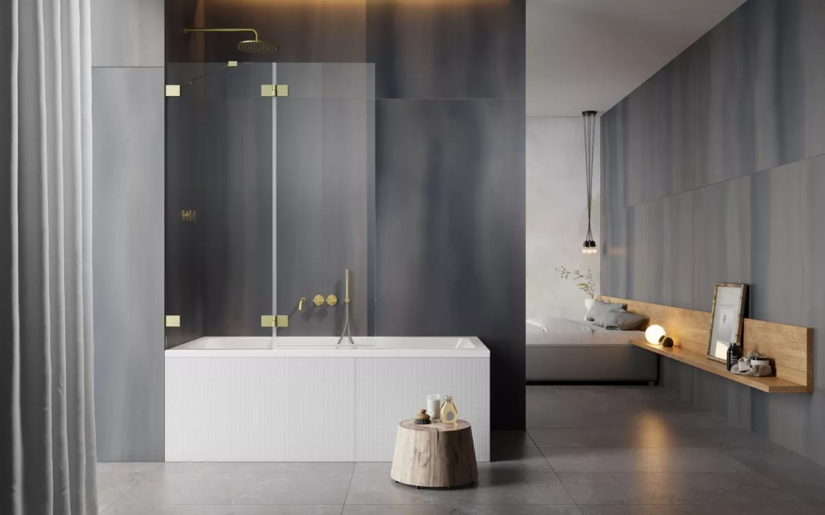 Essenza Pro Brushed Gold PND II enteriőr (a képen balos kádparaván látható)