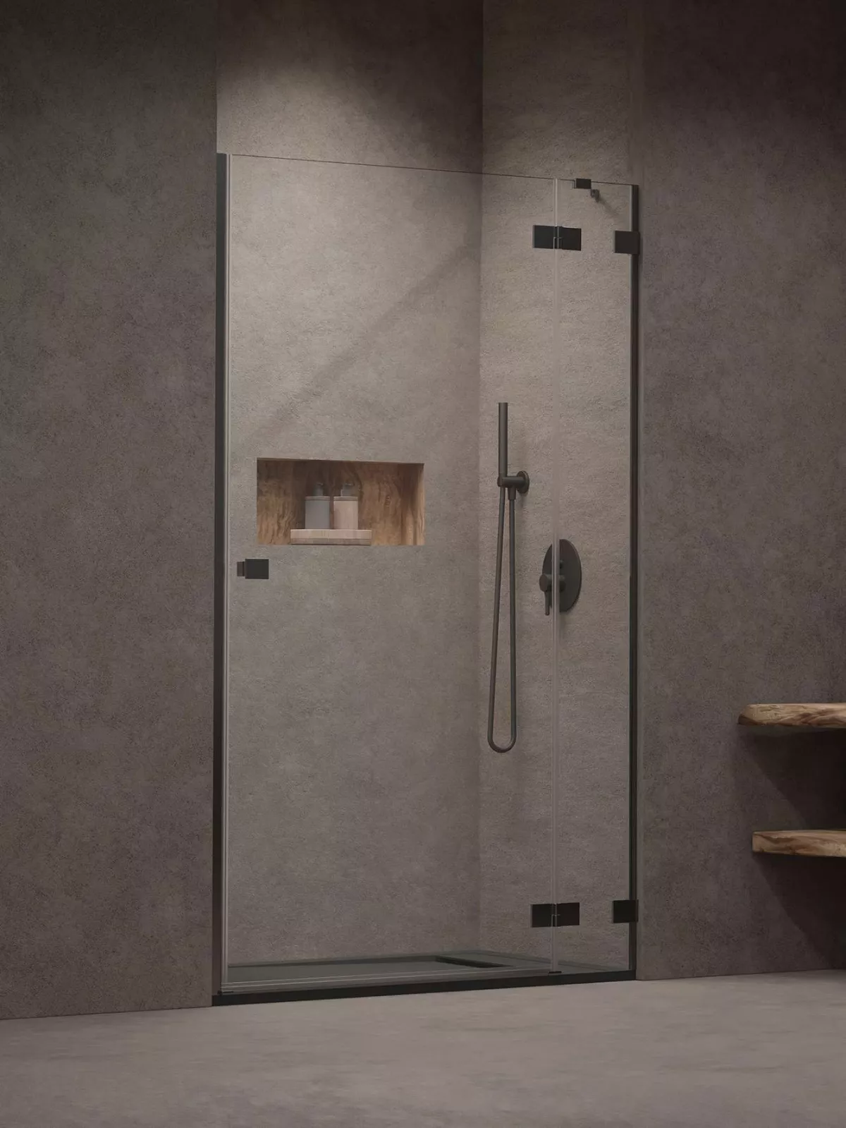 Essenza Pro Brushed GunMetal DWJ (a képen jobbos zuhanyajtó látható)