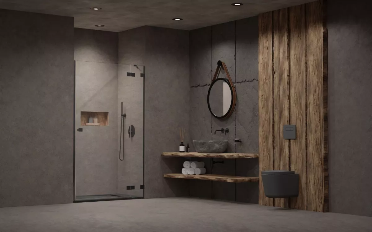 Essenza Pro Brushed GunMetal DWJ enteriőr (a képen jobbos zuhanyajtó látható)
