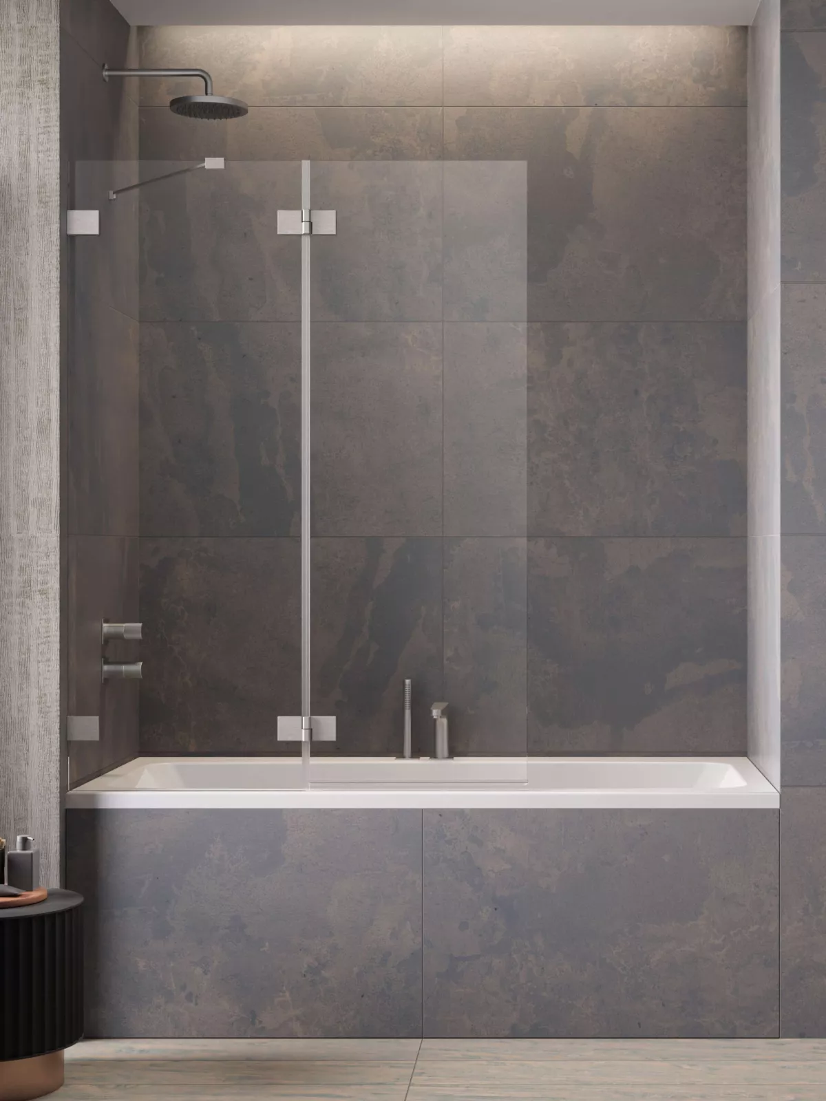 Essenza Pro Brushed Nickel PND II (a képen balos kádparaván látható)