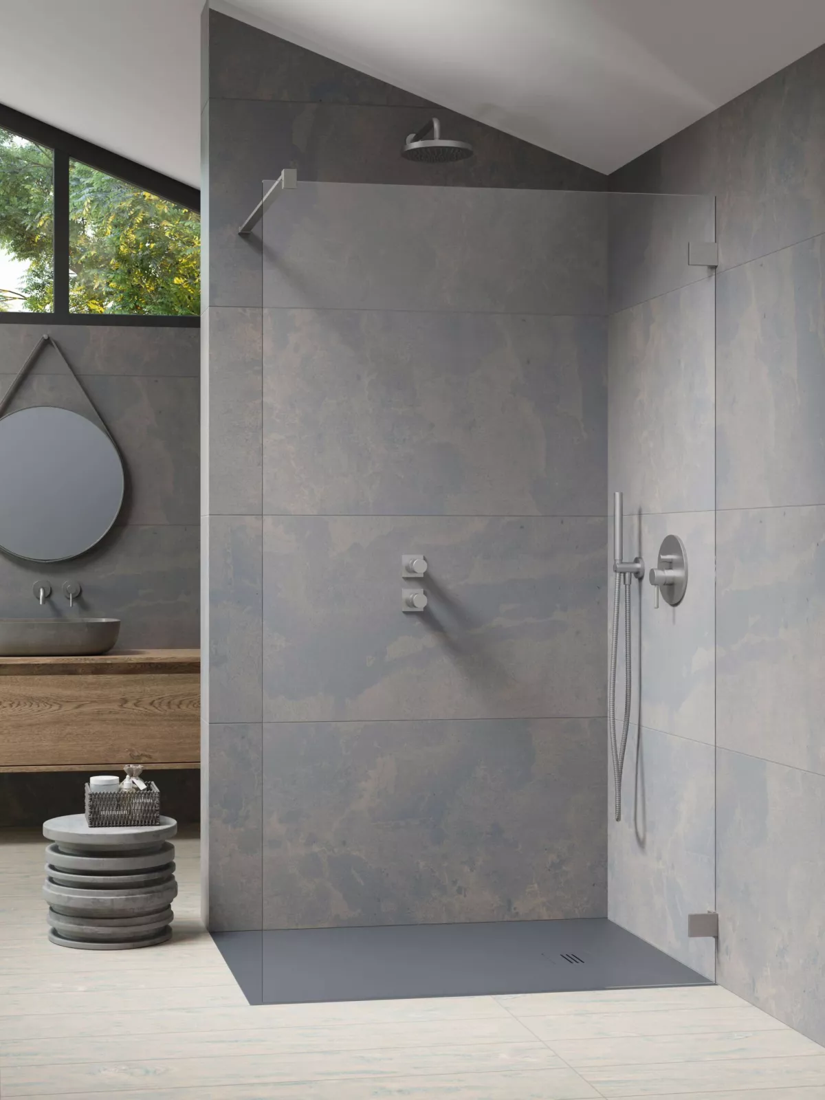 Essenza Pro Brushed Nickel Walk-in II szálcsiszolt króm zuhanyfal
