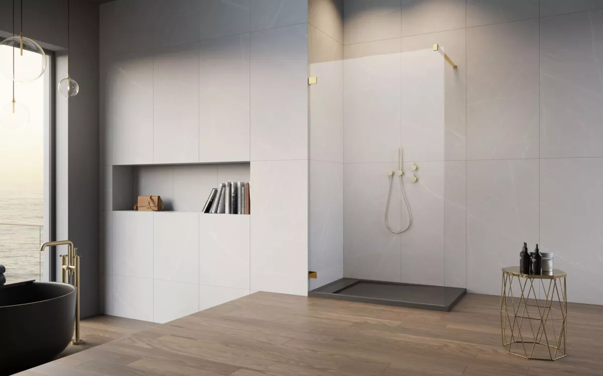 Essenza Pro Gold Walk-in II arany zuhanyfal enteriőr