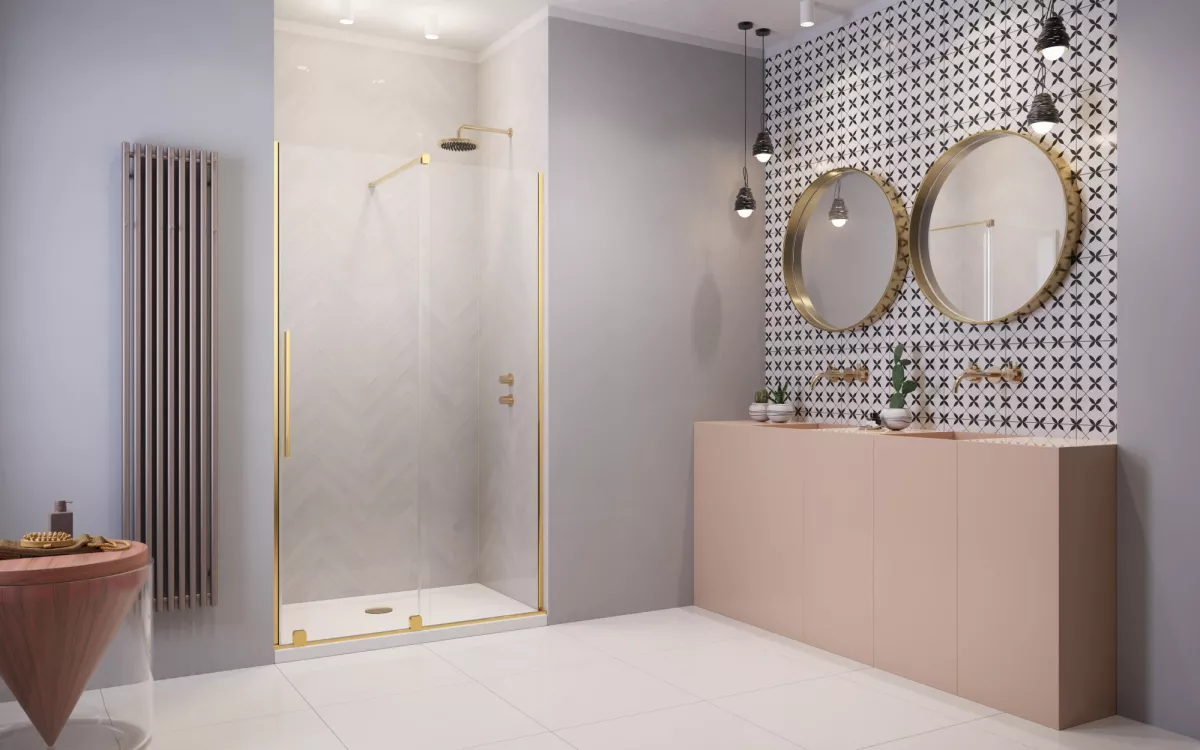 Furo Gold DWJ arany zuhanyajtó (a képen balos zuhanyajtó látható)