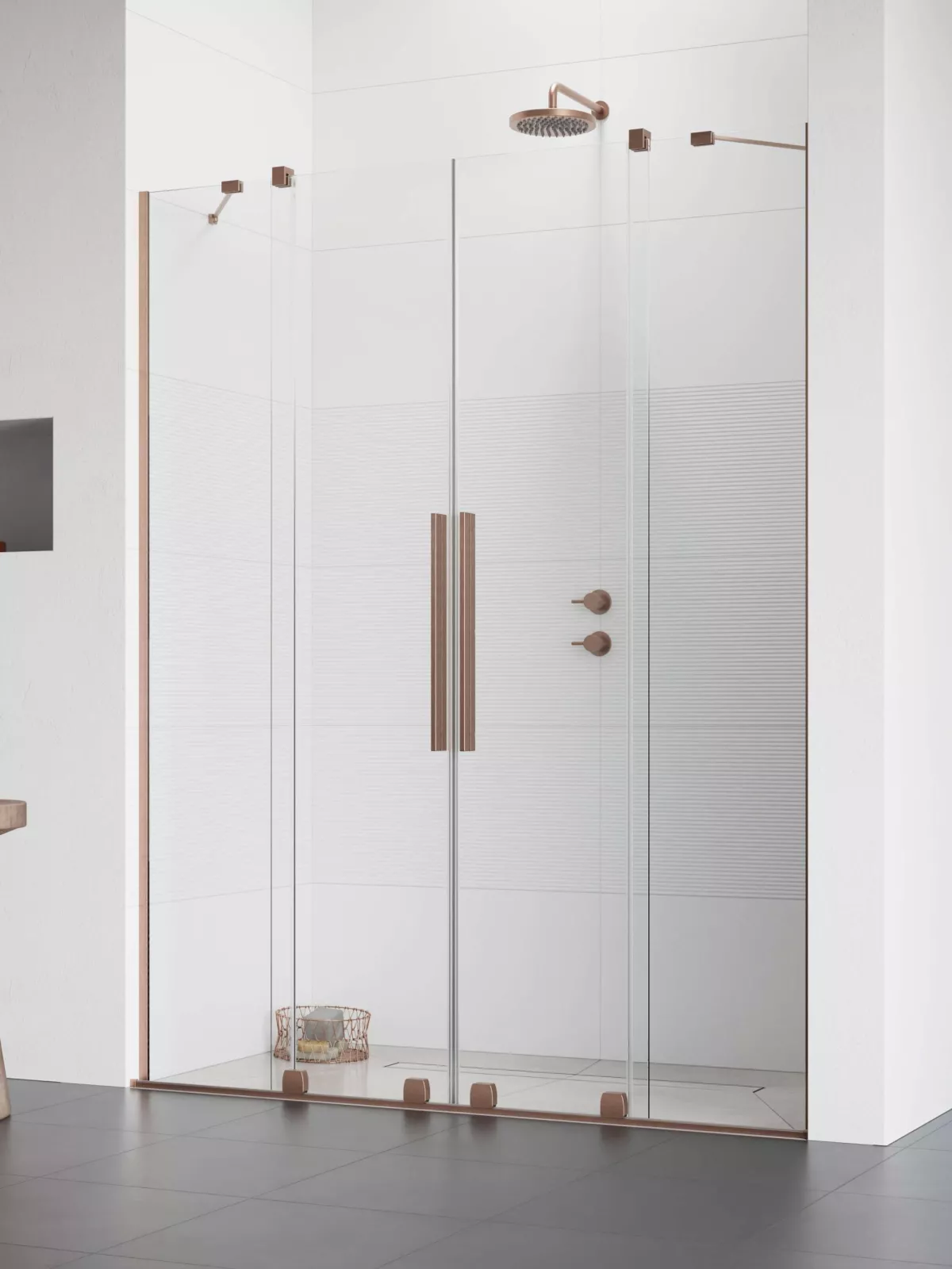 Furo Brushed Copper DWD szálcsiszolt réz zuhanyajtó