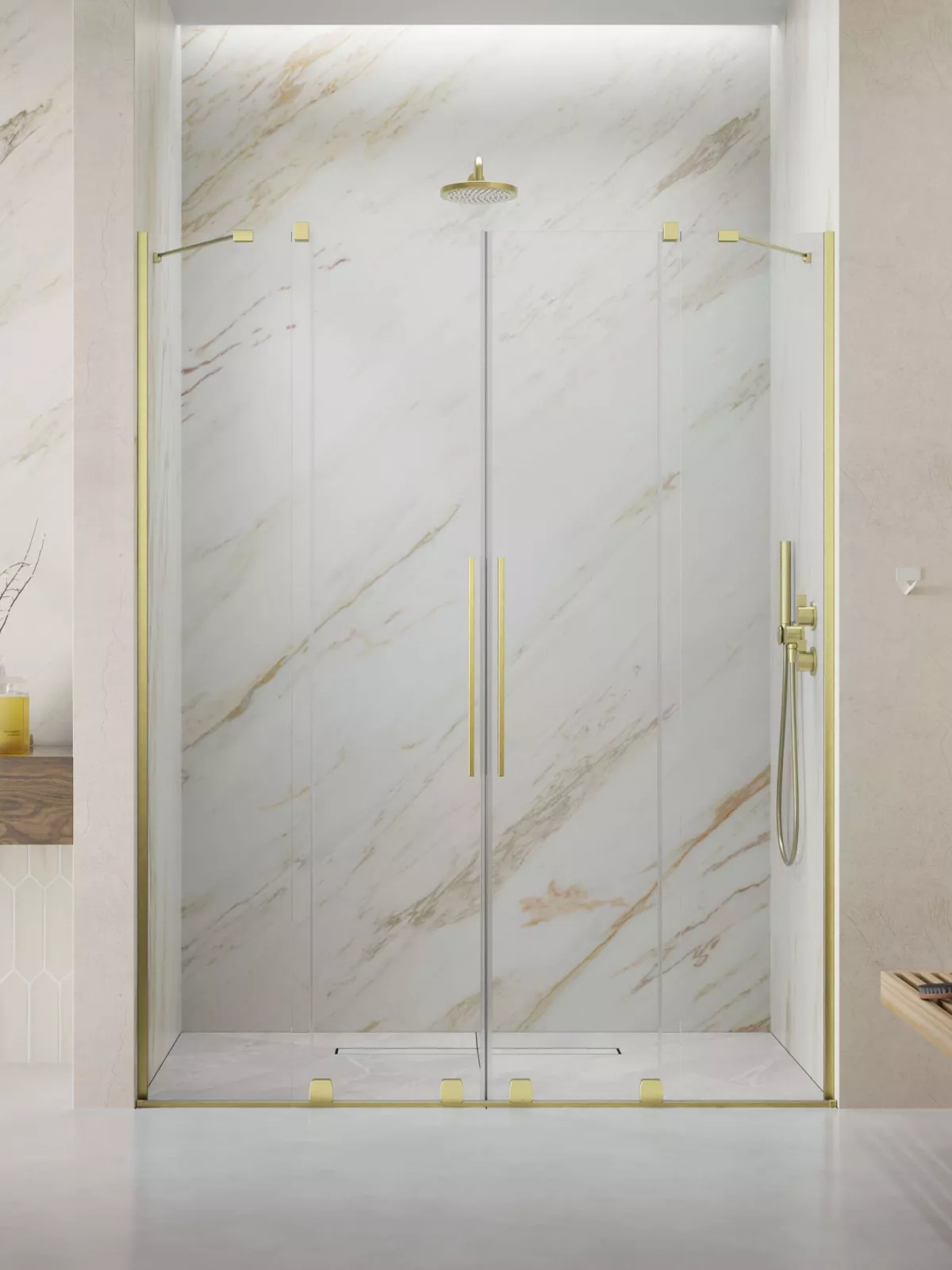 Furo Brushed Gold DWD szálcsiszolt arany zuhanyajtó