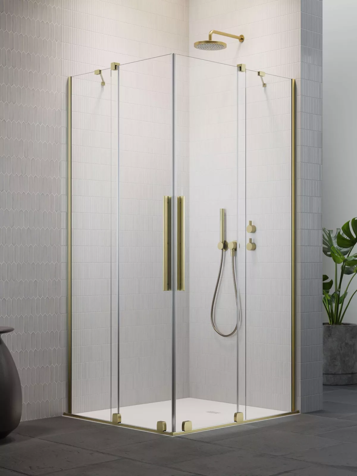 Furo Brushed Gold KDD szögletes szálcsiszolt arany zuhanykabin