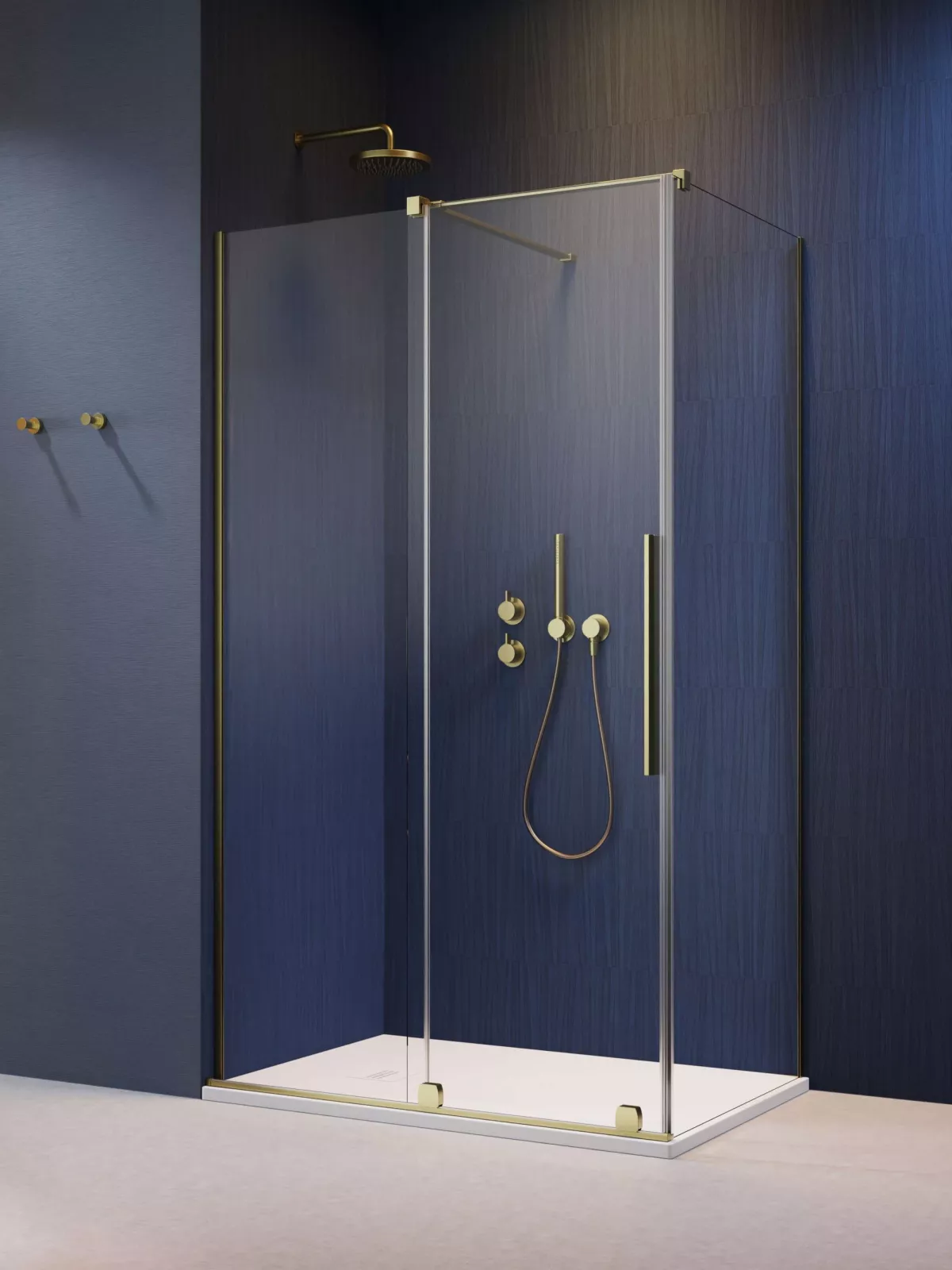Furo Brushed Gold KDJ szögletes szálcsiszolt arany zuhanykabin (a képen balos zuhanykabin látható)