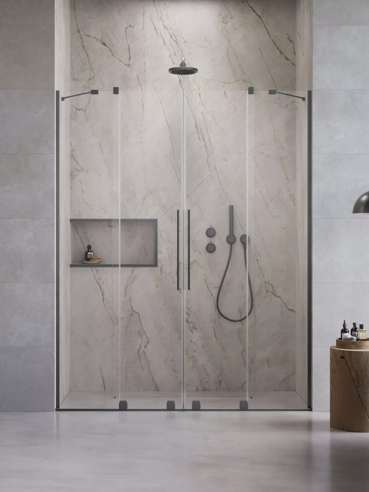 Furo Brushed GunMetal DWD szálcsiszolt fegyvermetál zuhanyajtó