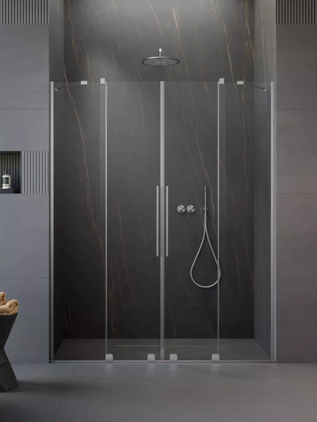 Furo Brushed Nickel DWD szálcsiszolt króm zuhanyajtó