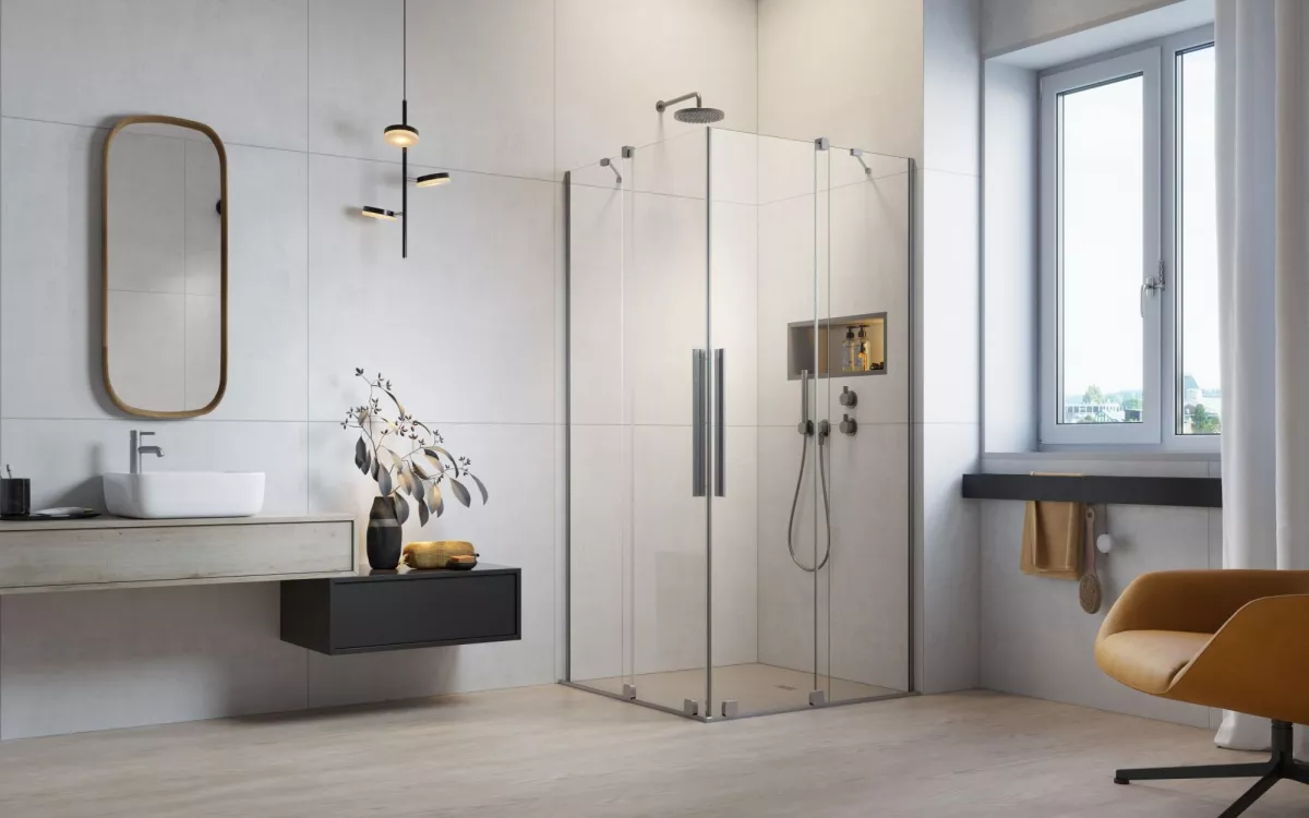 Furo Brushed Nickel KDD szögletes szálcsiszolt króm zuhanykabin enteriőr