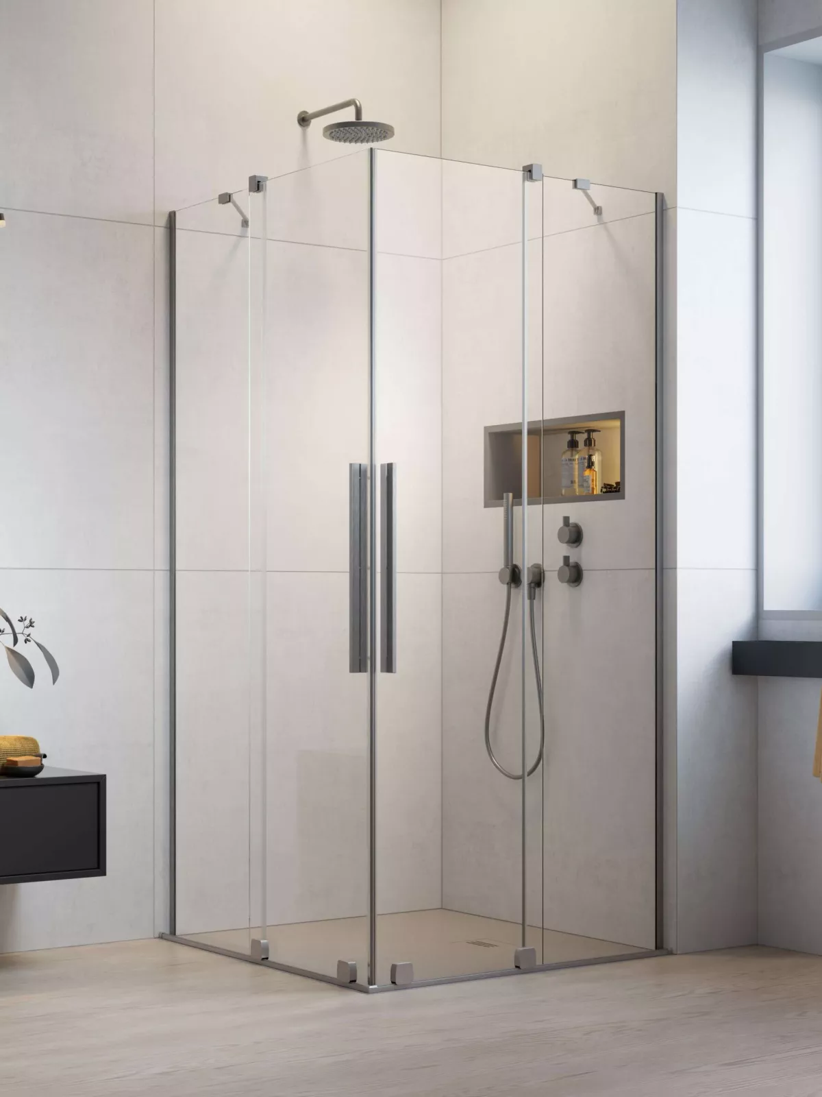 Furo Brushed Nickel KDD szögletes szálcsiszolt króm zuhanykabin