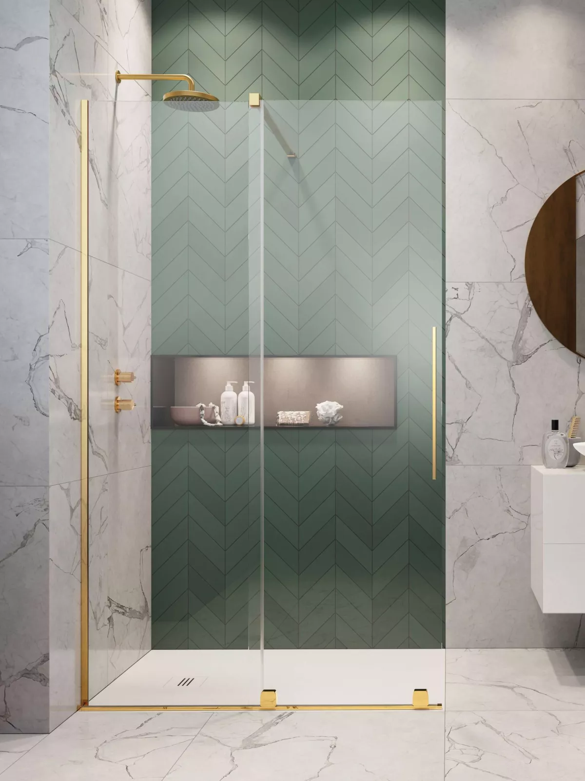 Furo Gold Walk-in zuhanyfal (a képen balos zuhanyfal látható)