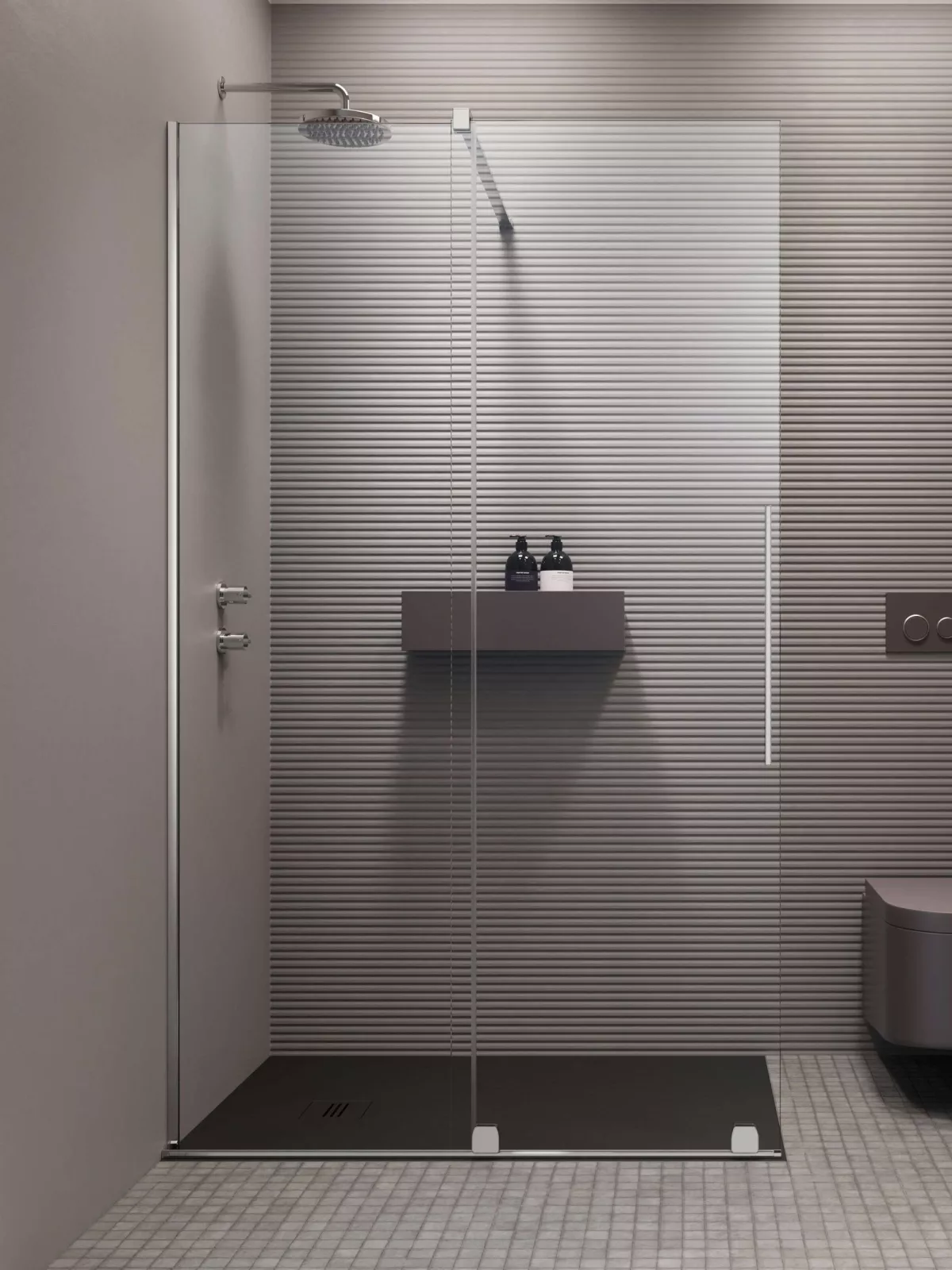 Furo Walk-in zuhanyfal (a képen balos zuhanyfal látható)